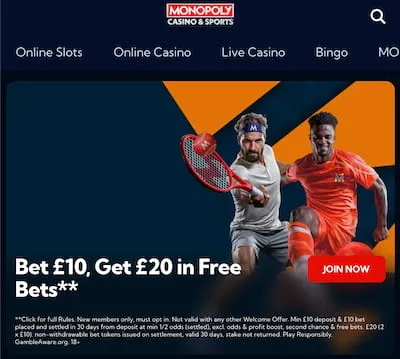 Monopoly Casino sports welcome offer